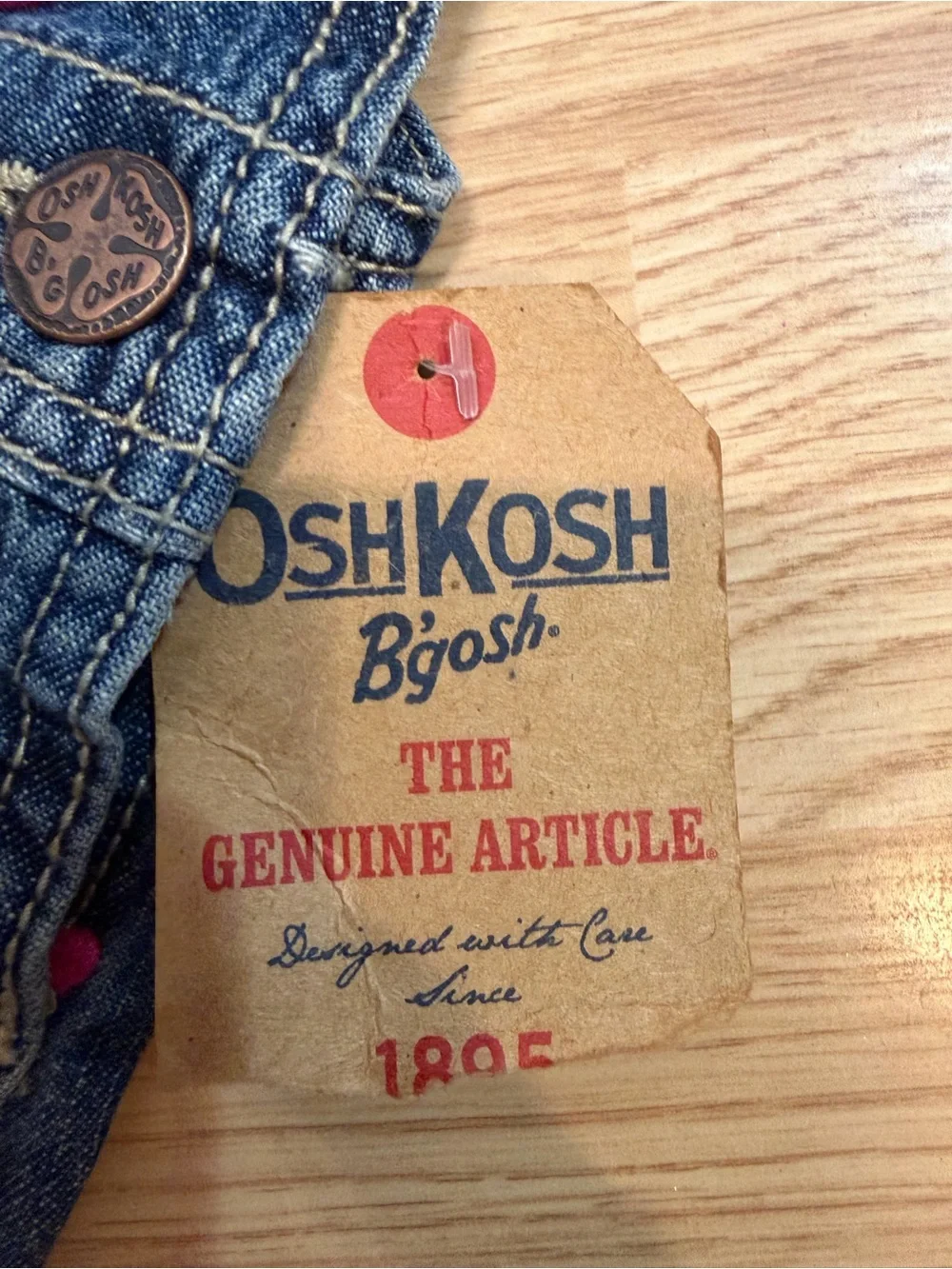 NWT OshKosh B’gosh Girls 3T Denim Overalls Pink Hearts Embroidered Jean Bib